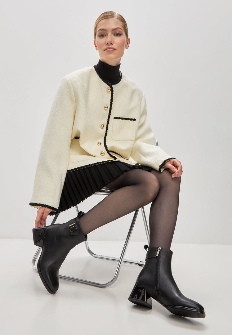 Glatte Lederstiefeletten Vika - Schwarz