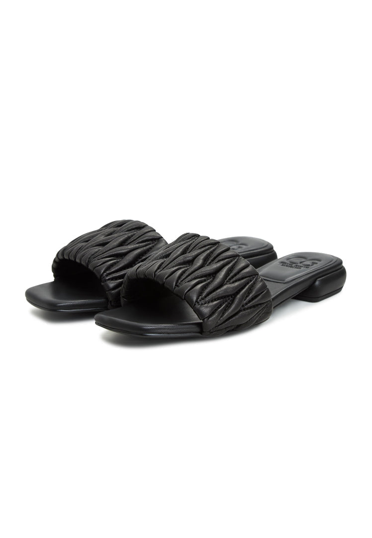 Block Heeled Slippers Stephanie - Blac