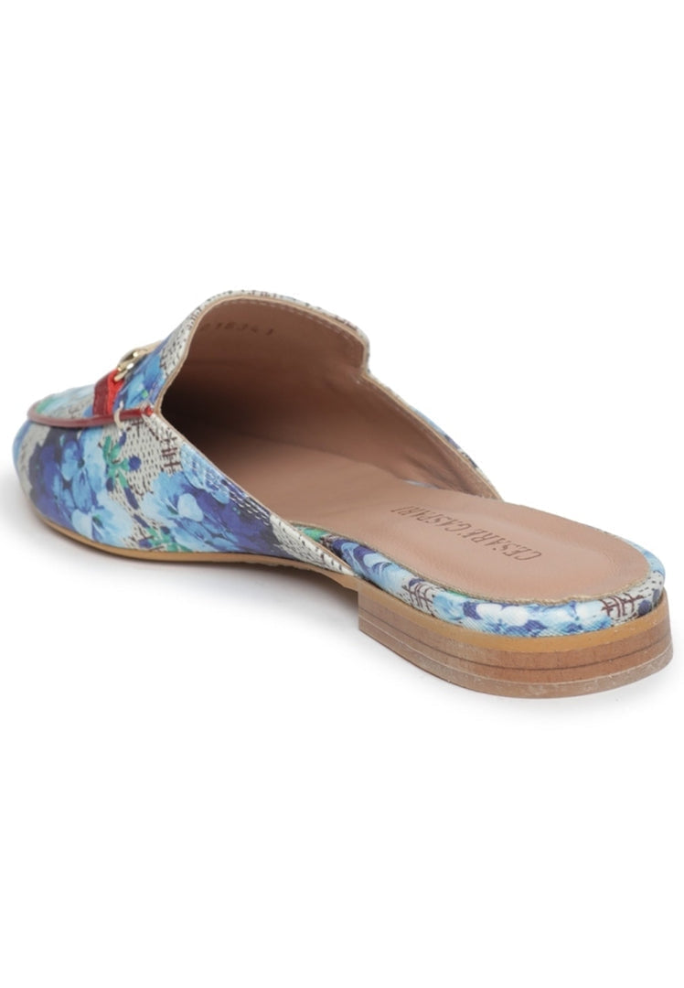 Mocasines de piel con estampado de lienzo Amelie