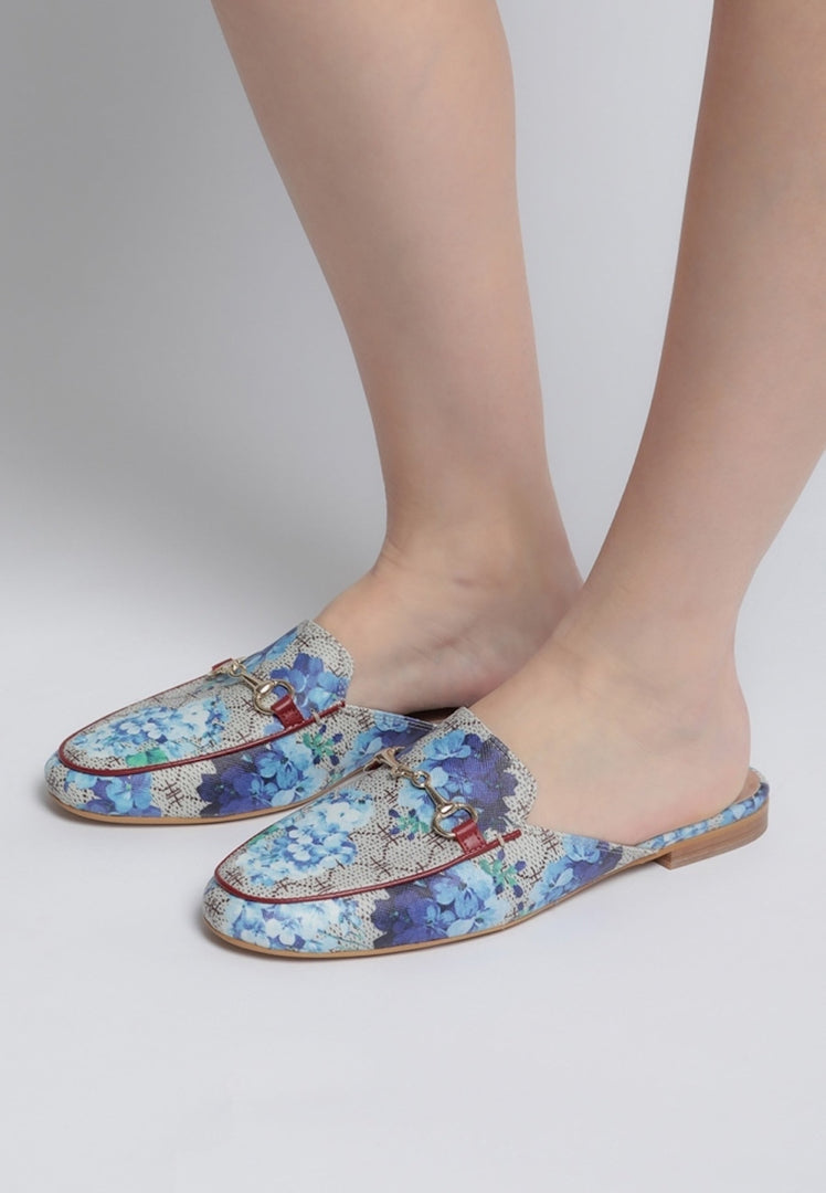 Mocasines de piel con estampado de lienzo Amelie