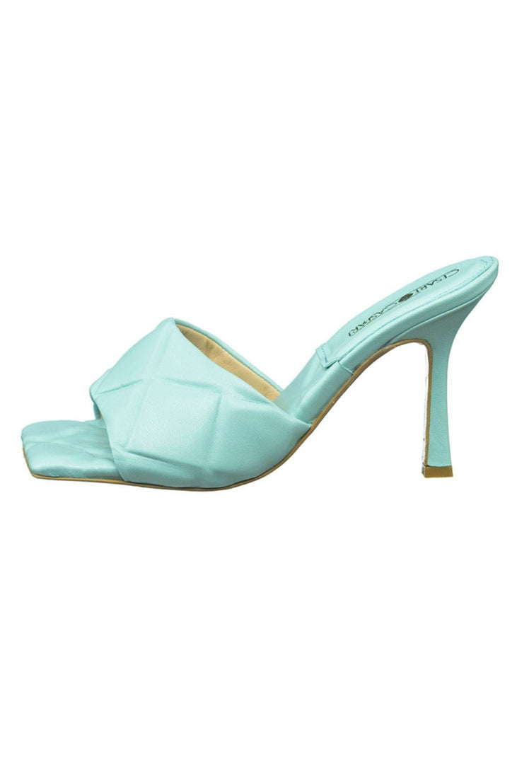 Square Toe Heeled Mule - Blue
