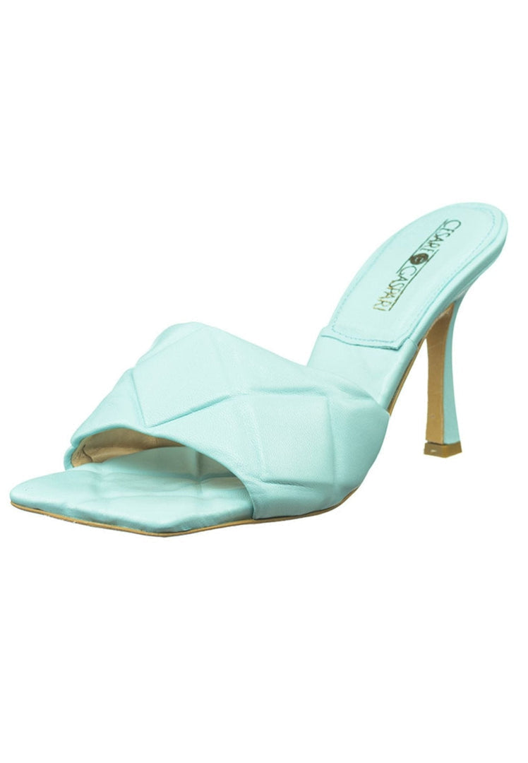 Square Toe Heeled Mule - Blue