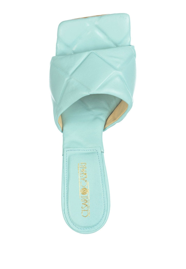 Square Toe Heeled Mule - Blue