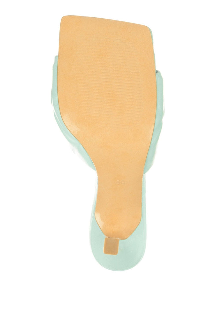 Square Toe Heeled Mule - Blue