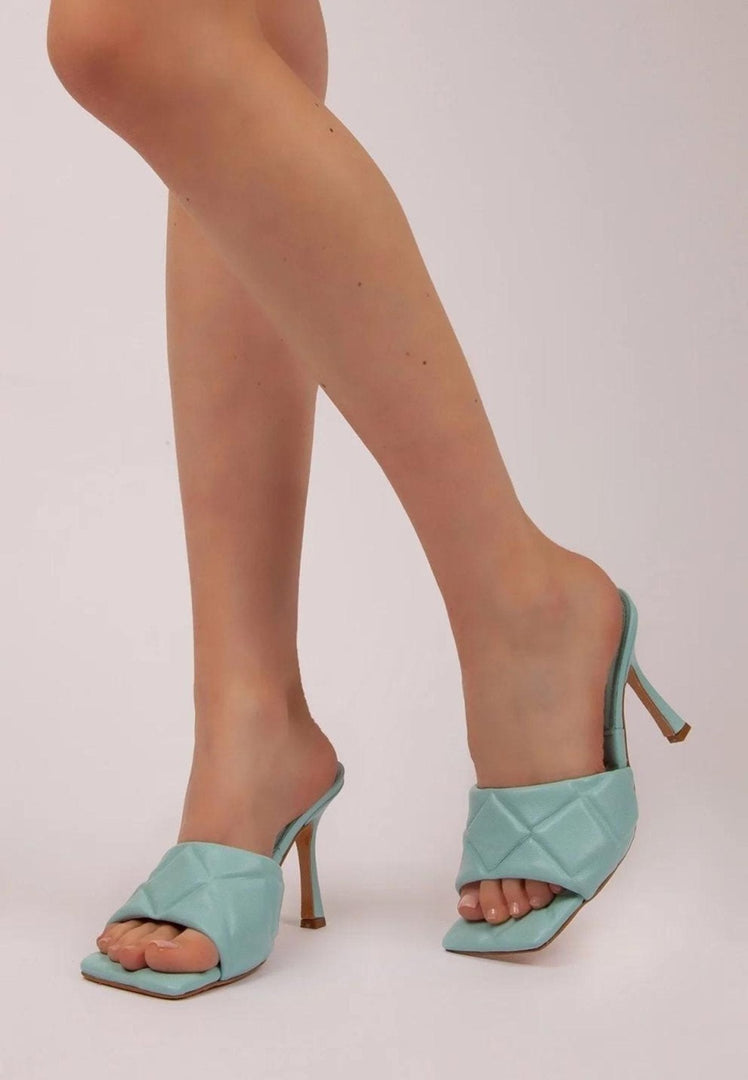 Square Toe Heeled Mule - Blue