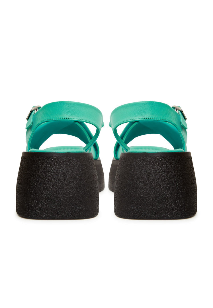 Leather Platform Sandals - Green