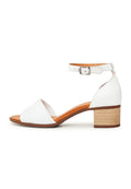 Block Heeled Sandals - White
