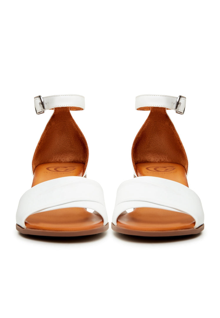 Block Heeled Sandals - White