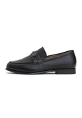 Leather Block Heeled Loafers Abigail - Black