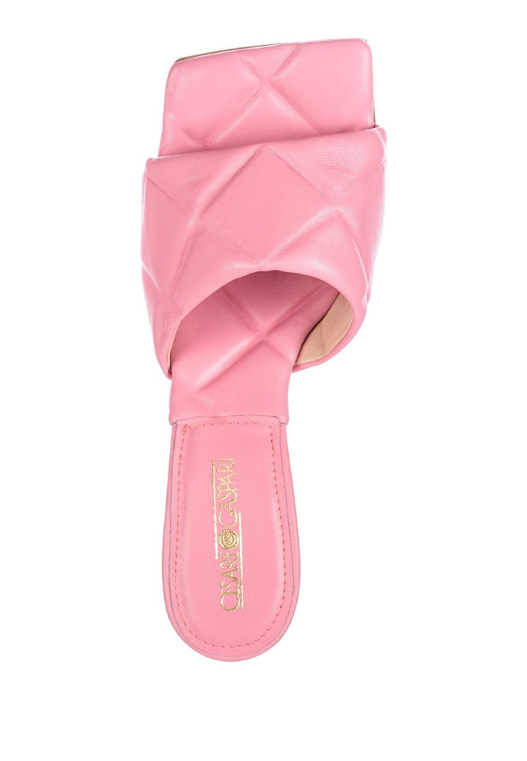 Square Toe Heeled Mule - Pink