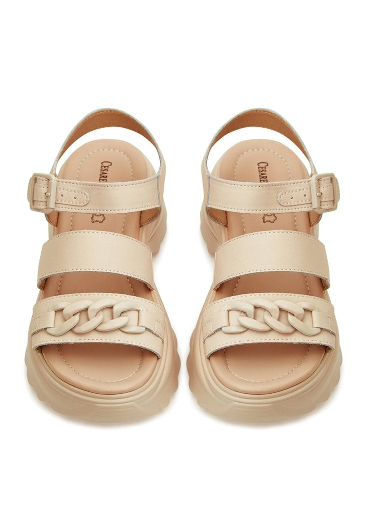 A stylish pair of women's leather platform heeled sandals, perfect for making a statement with their high heel platform design.