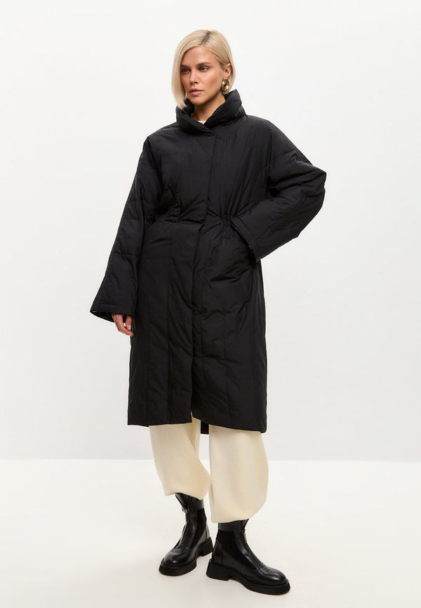 Langer Steppmantel - Schwarz