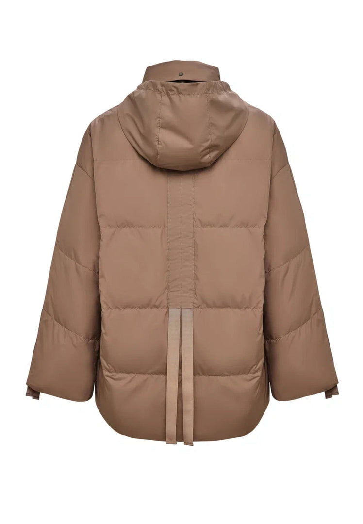 Oversized Quilted Puffer Jacket - Beige