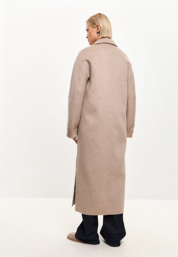 A stylish long coat for women, featuring a classic luxe design with pearls, perfect for winter fashion - Long Coat Rosie.