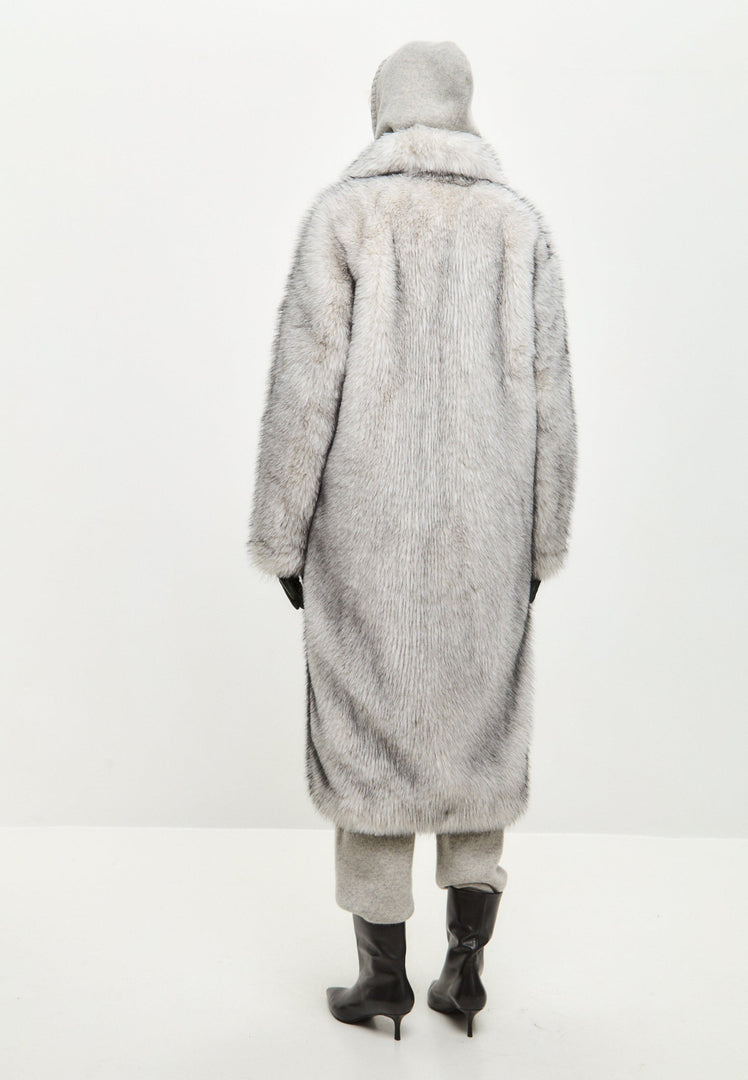 Stay cozy and chic this winter with a luxurious gray faux fur coat, the ultimate women's faux fur jacket for your cold-weather fashion needs.