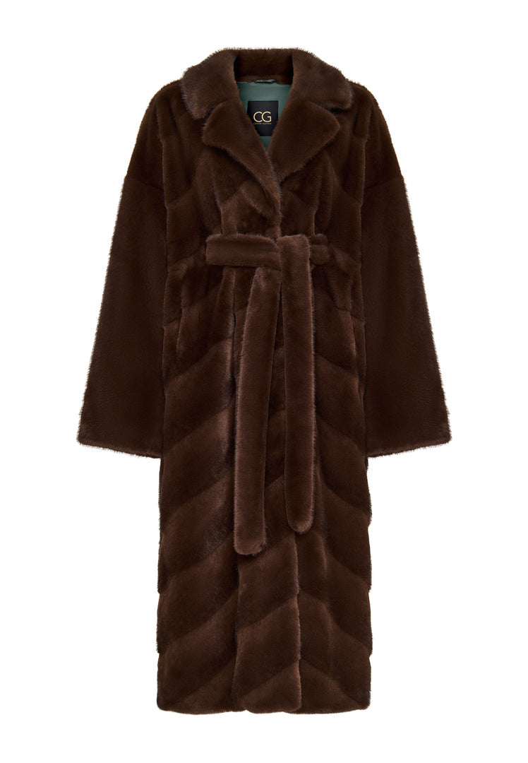 Stay cozy and chic this winter in an oversized brown faux fur coat, the perfect trendy statement piece in women's outerwear fashion.