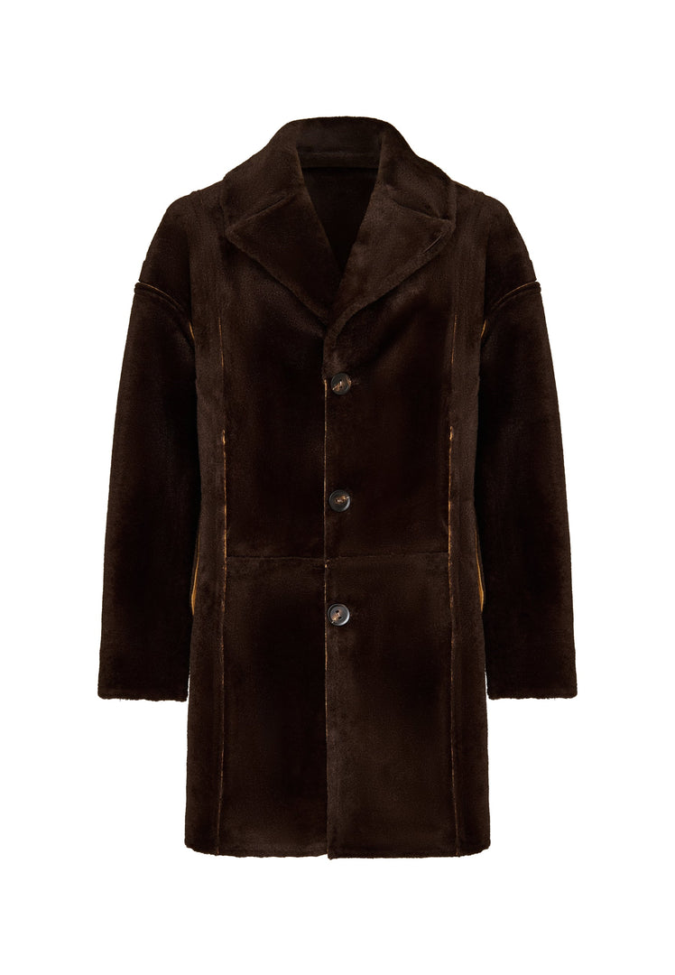 Faux Reversible Shearling Coat with Belt