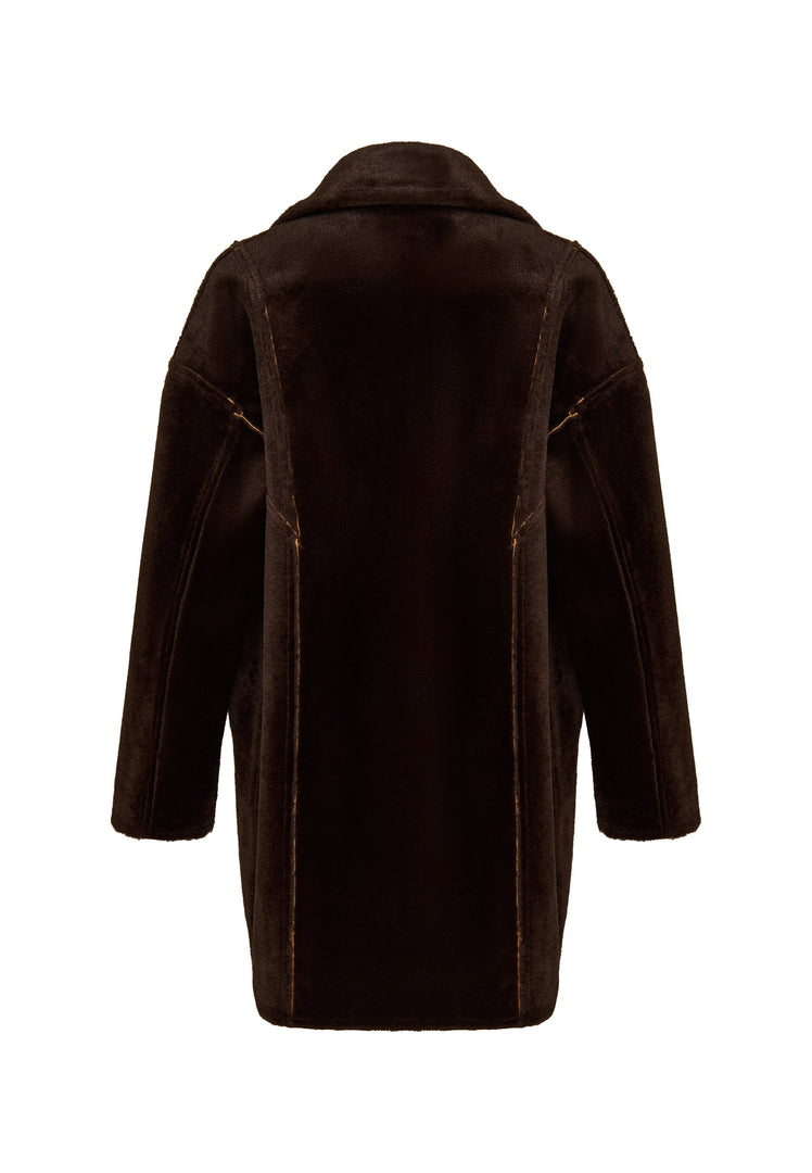 Faux Reversible Shearling Coat with Belt