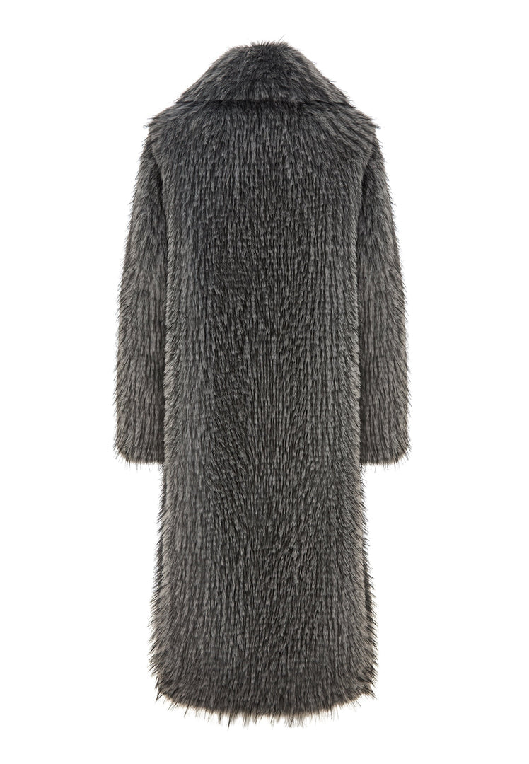 Luxurious Faux Fur Coat Natalie  - Black