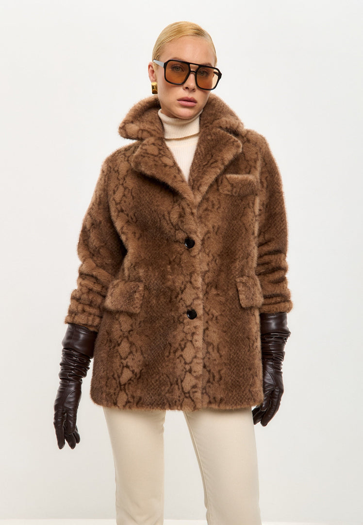 Schicker kurzer Kunstpelzmantel Neve - Schwarz