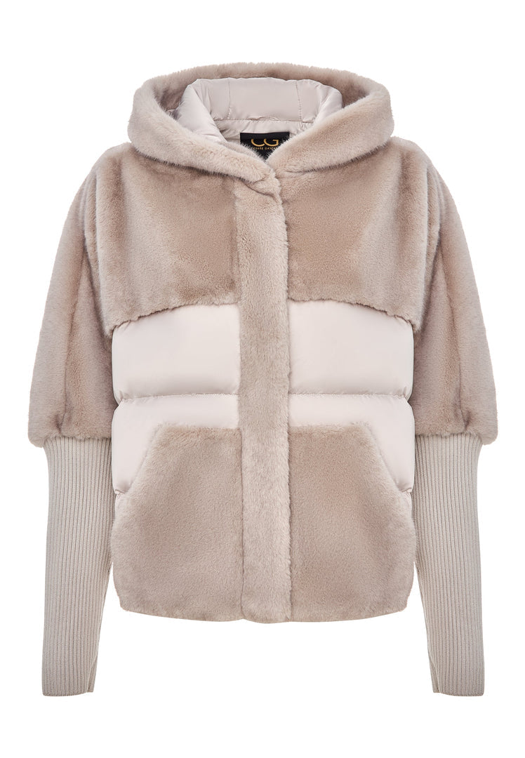Kunstfell-Jacke - Silber