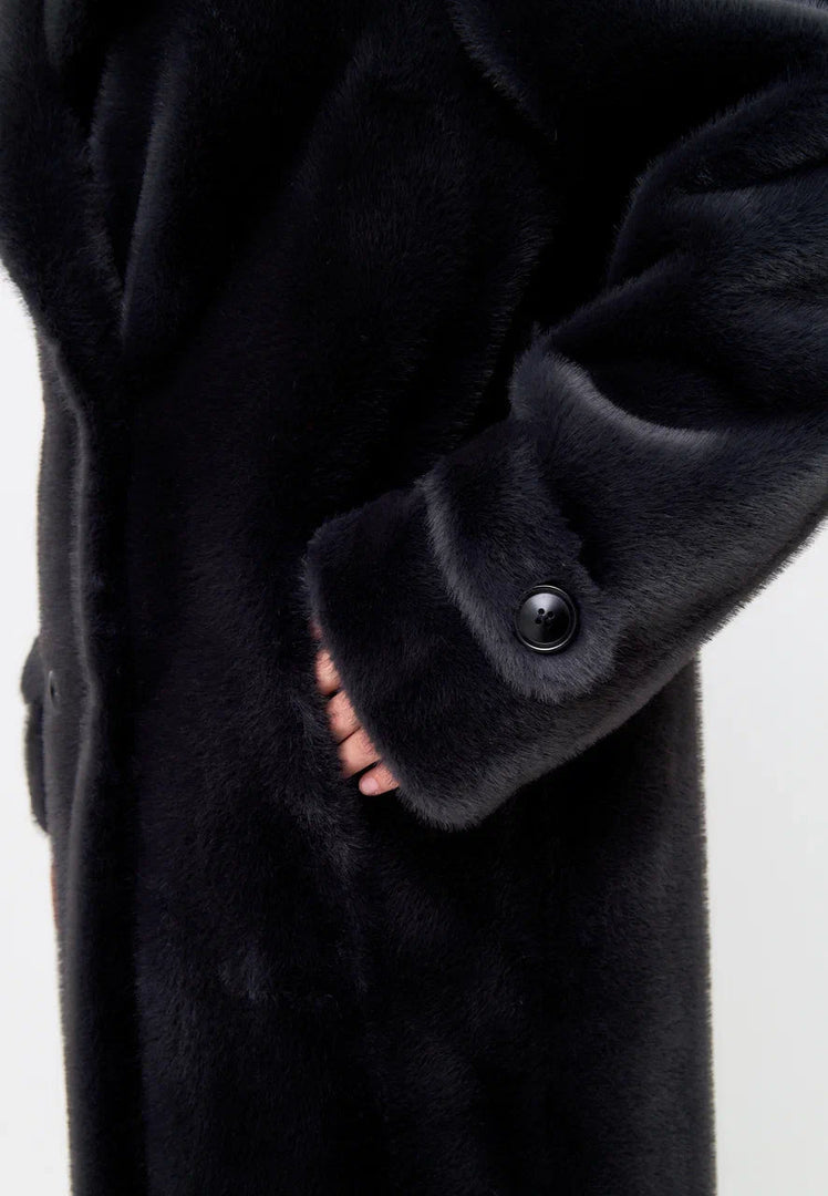 Double-Buttoned Faux Fur Coat Miriam - Graphite