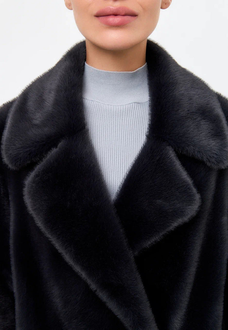 Double-Buttoned Faux Fur Coat Miriam - Graphite