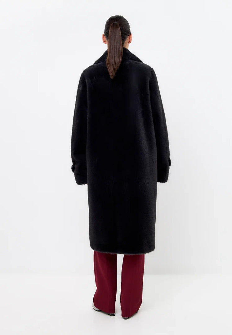 Double-Buttoned Faux Fur Coat Miriam - Graphite