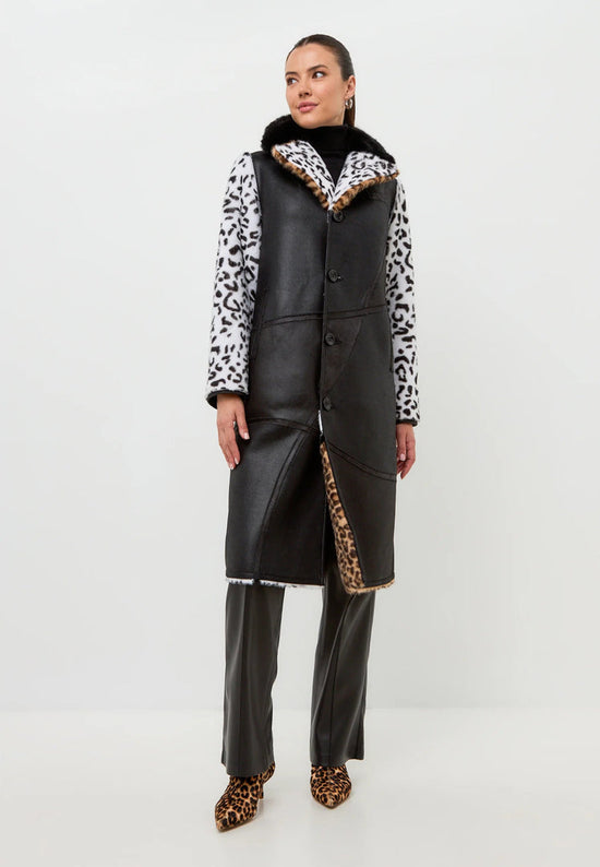 Manteau en fausse fourrure réversible à imprimés mixtes Flavia - Leopard