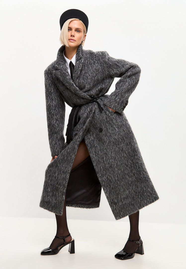 Trendy Oversized Gray Wool Coat Eira