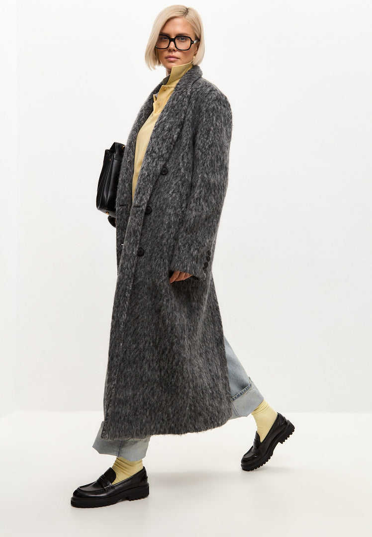 Trendy Oversized Gray Wool Coat Eira