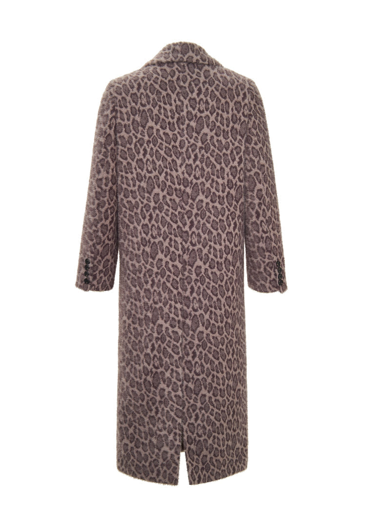 A stylish Bianca faux fur leopard print long coat, perfect for adding a touch of glamour to any outfit.