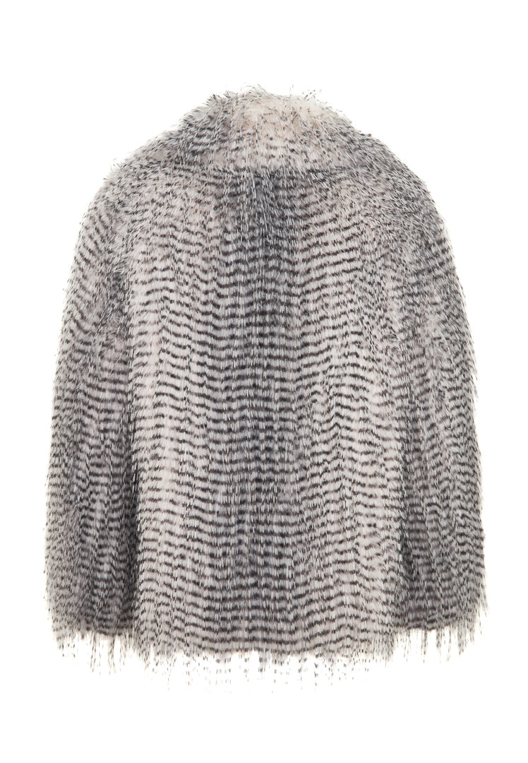 Lavish Kurzer Kunstfellmantel Monica - Grau