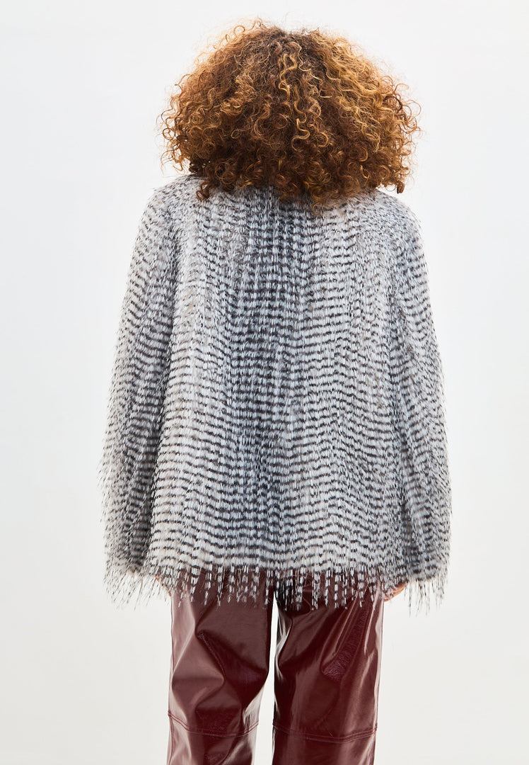 Krótki płaszcz ze sztucznego futra Monica - szary