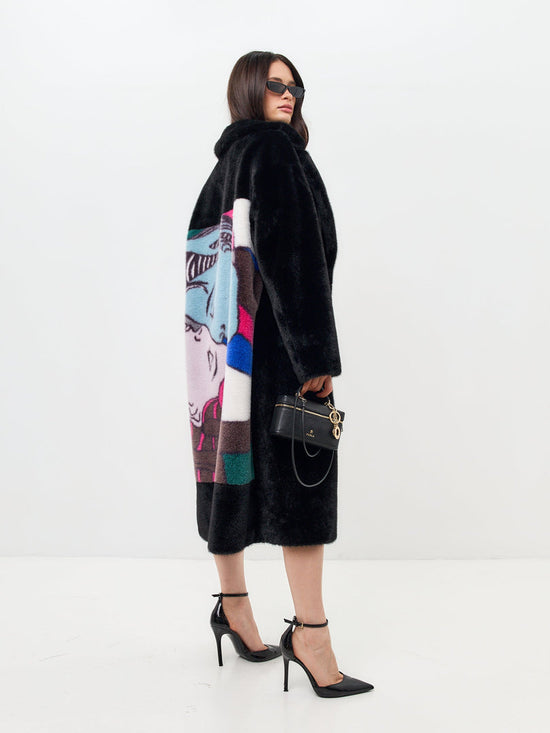 Deluxe Long Back Print Coat Lovers - Czarny