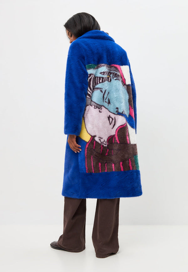 Deluxe Long Back Print Coat Lovers - Blå