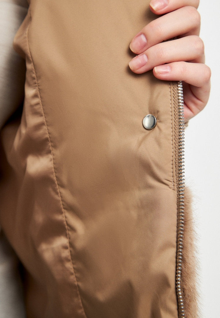 Kunstfell-Jacke - Beige