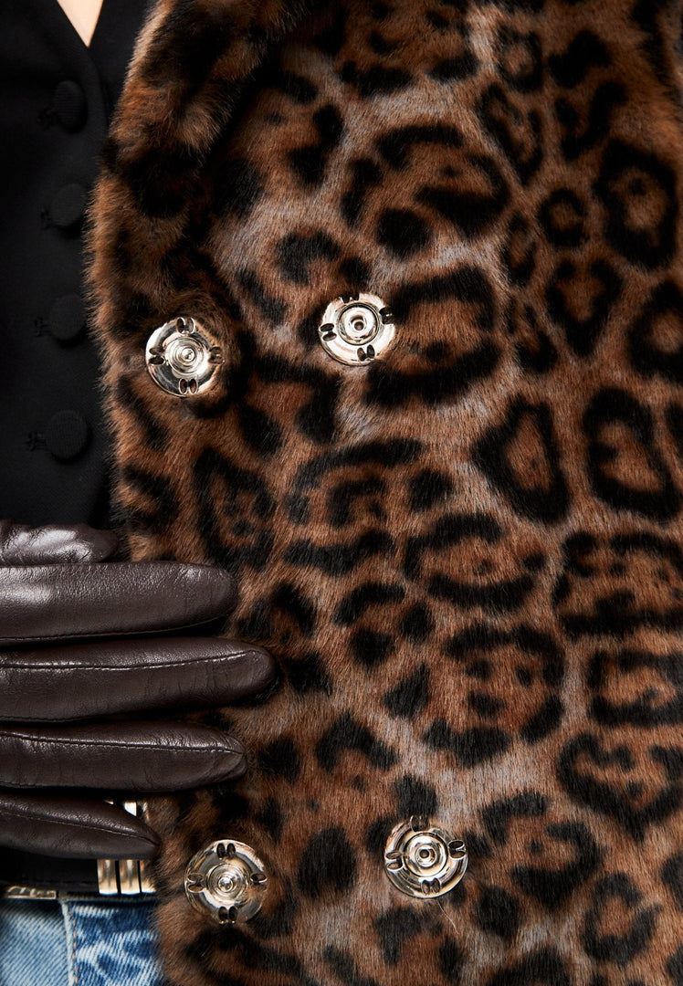 Odwracalny długi zimowy płaszcz ze sztucznego futra