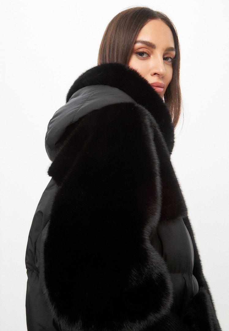 Kunstfell-Jacke - Schwarz