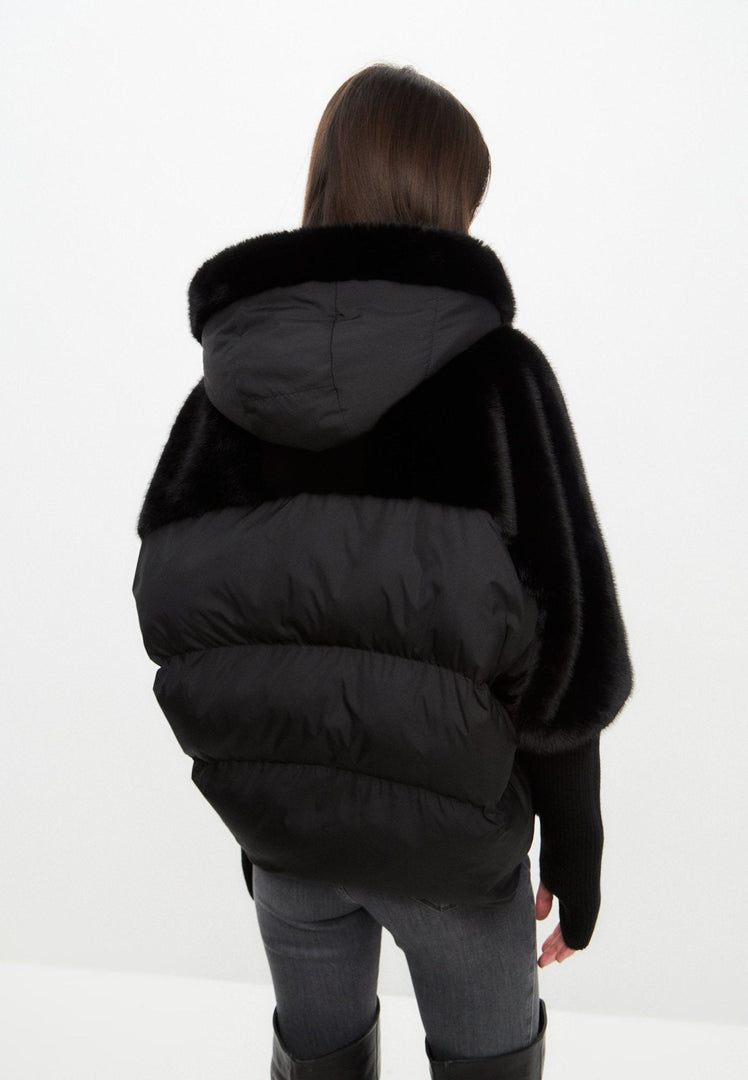 Kunstfell-Jacke - Schwarz