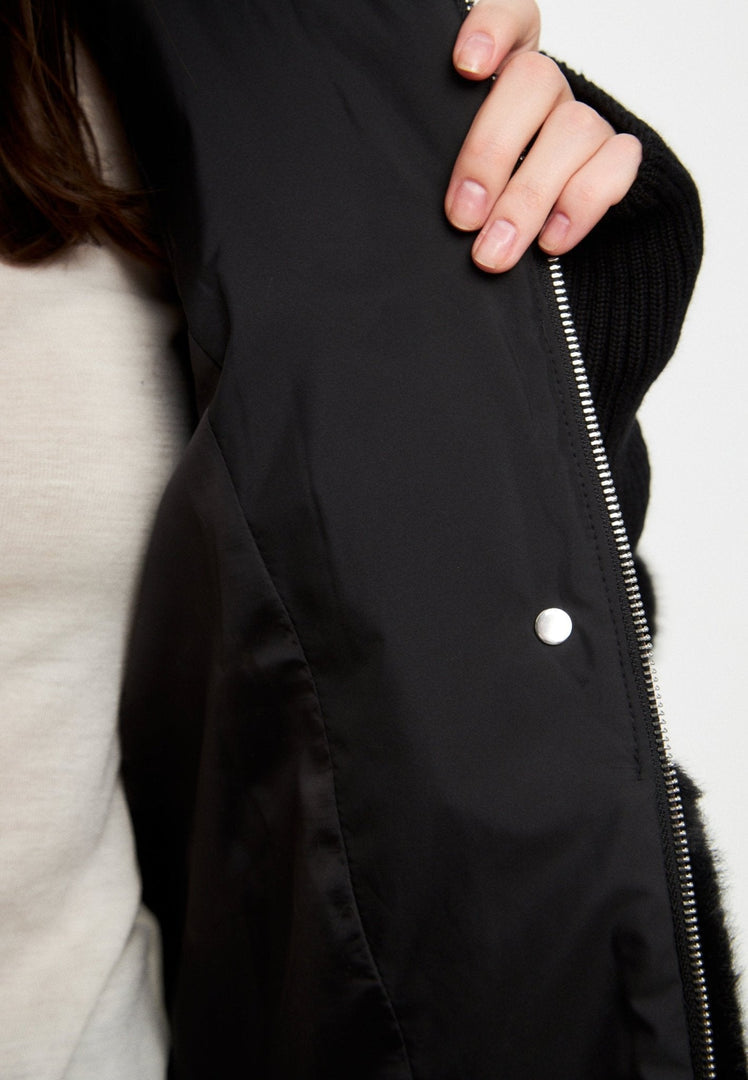 Kunstfell-Jacke - Schwarz