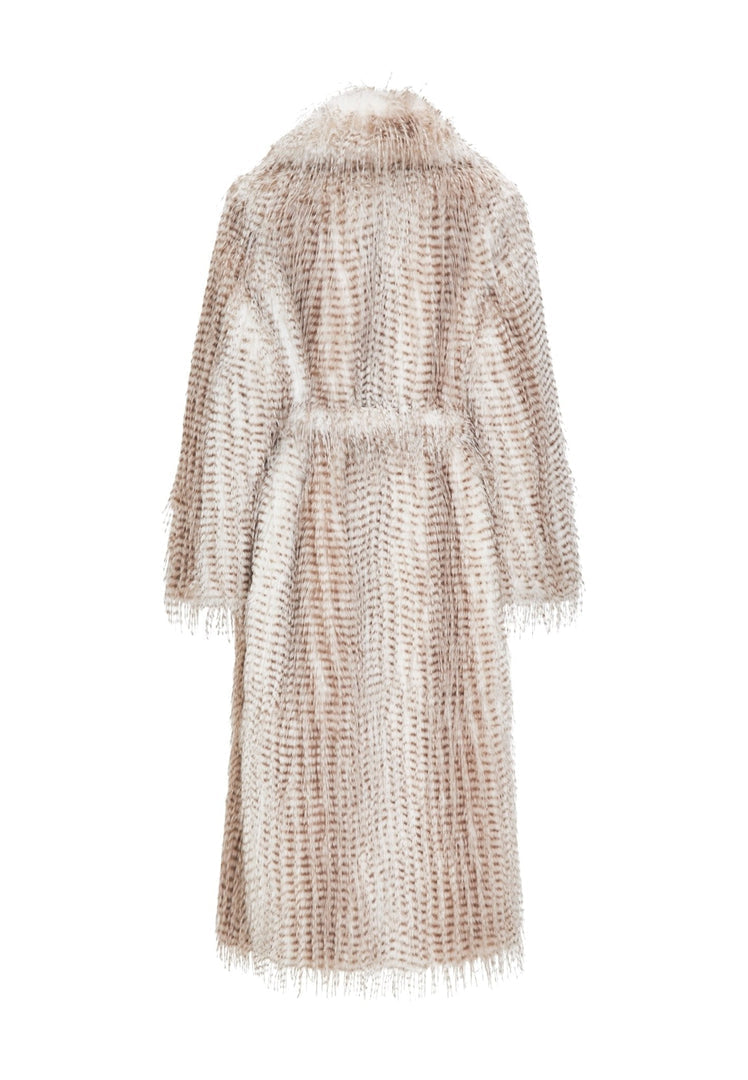 Belted Long Faux Fur Coat