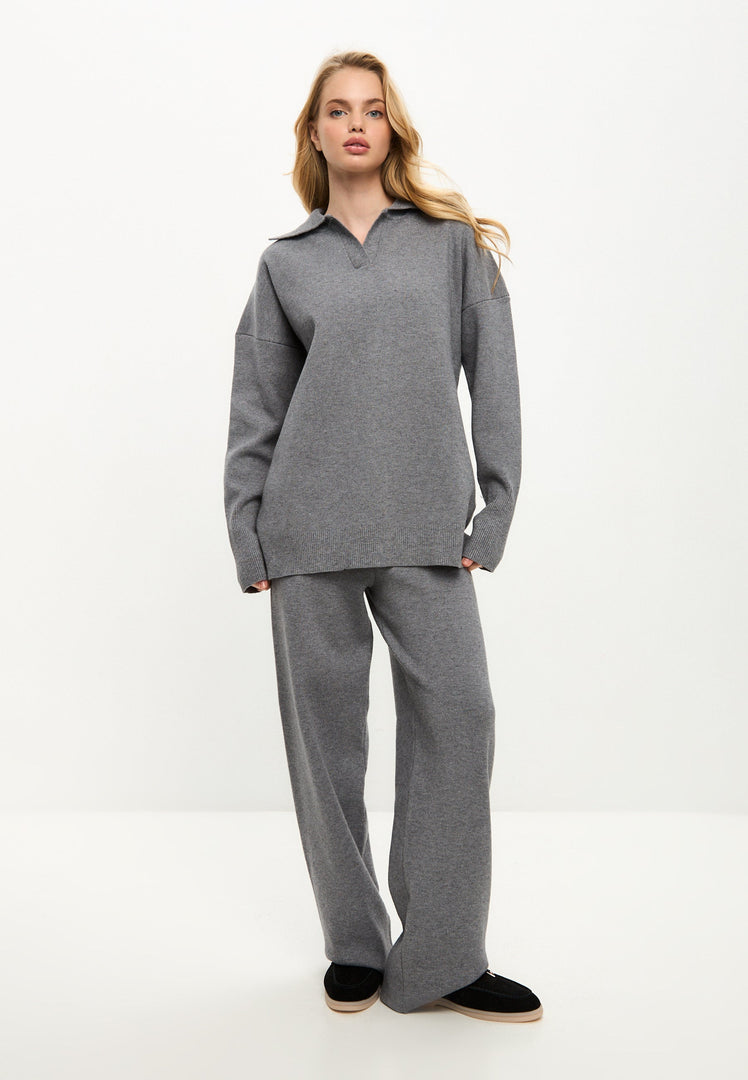 Minimalist Knitwear Set - Gray