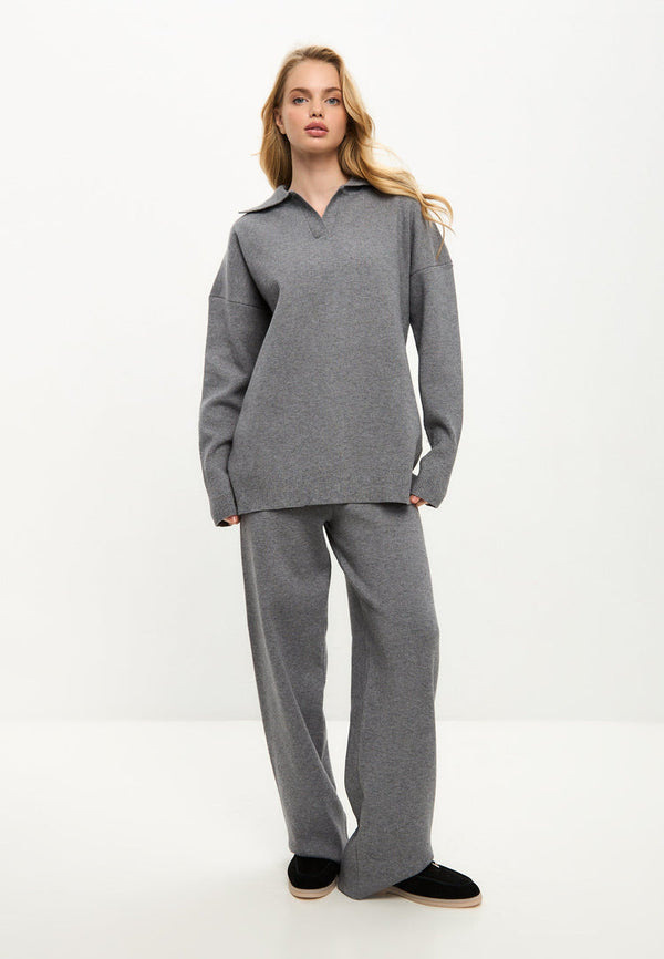 Minimalist Knitwear Set - Gray