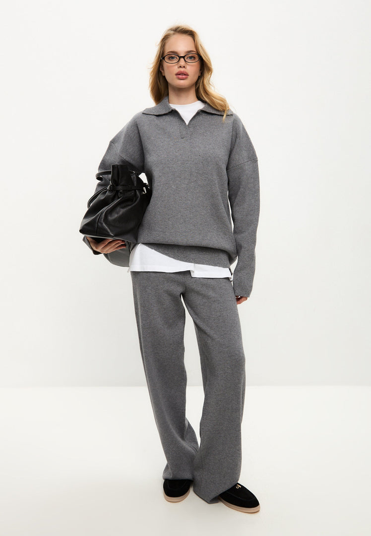 Minimalist Knitwear Set - Gray