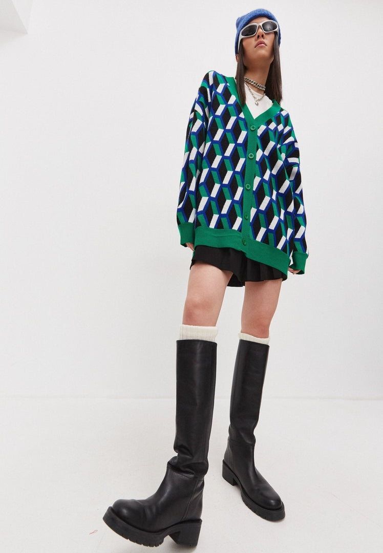 A stylish and affordable V-neck cardigan for women and men.