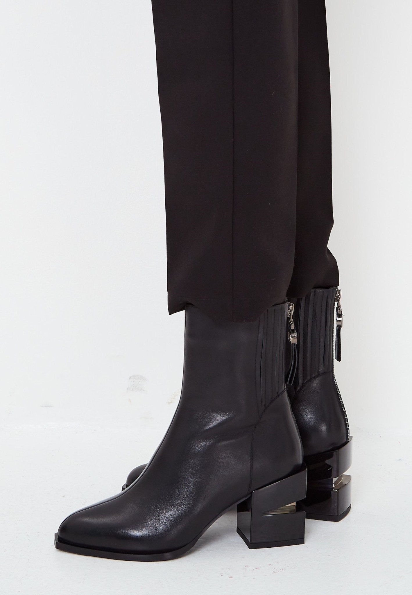 Leather Block Heel Ankle Boots - Cesare Gaspari - Ankle Boots