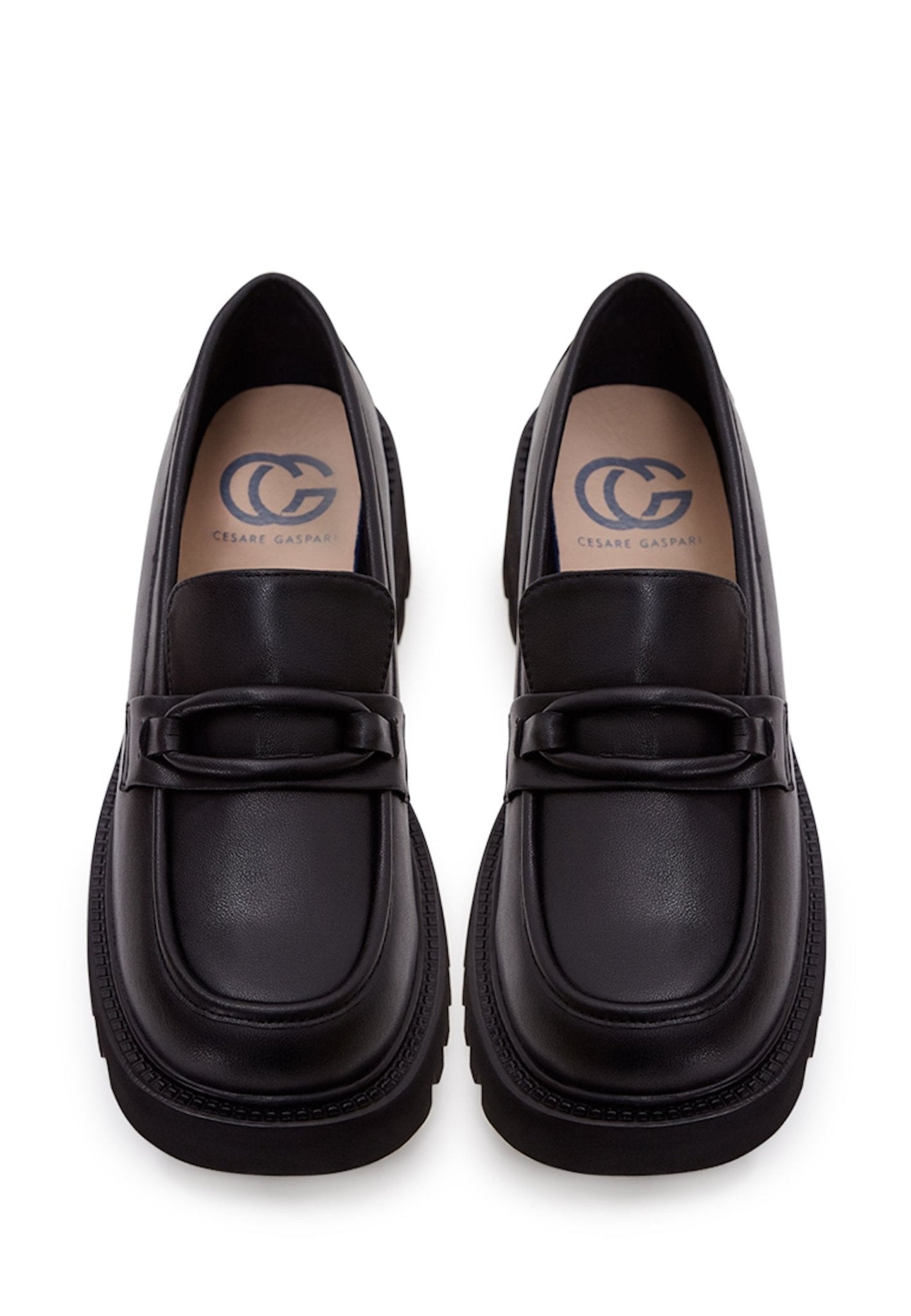 Leather Classic Block Heel Loafers - Cesare Gaspari - Loafers