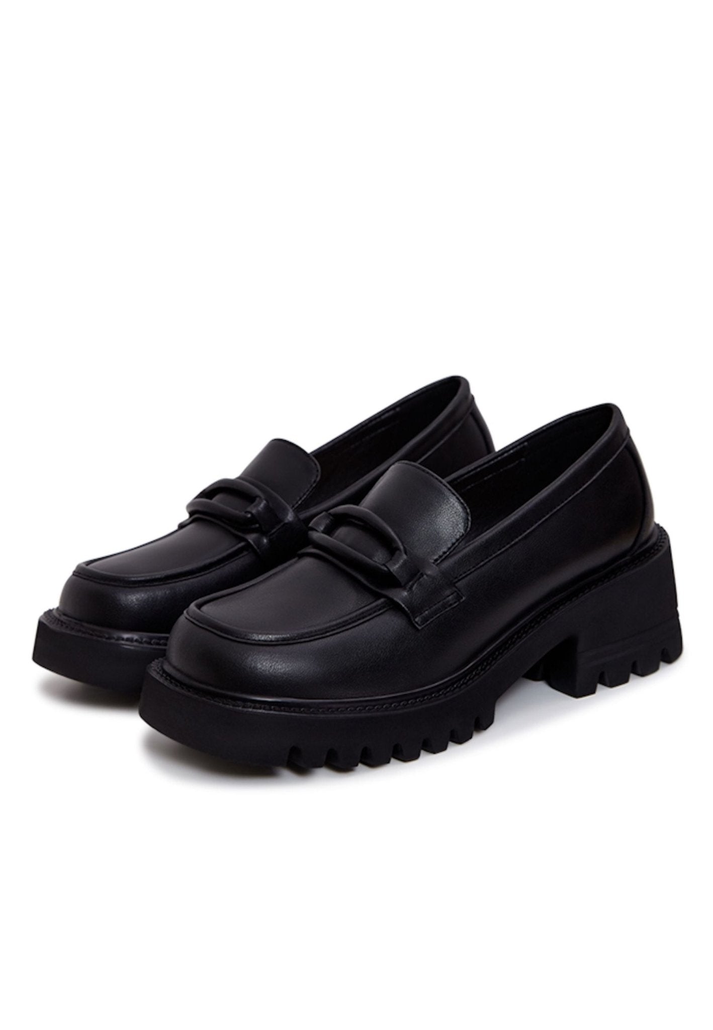 Leather Classic Block Heel Loafers - Cesare Gaspari - Loafers