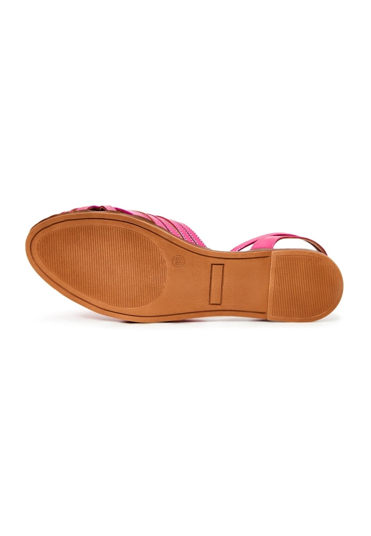 Leather Flat Sole Sandals - Fuchsia